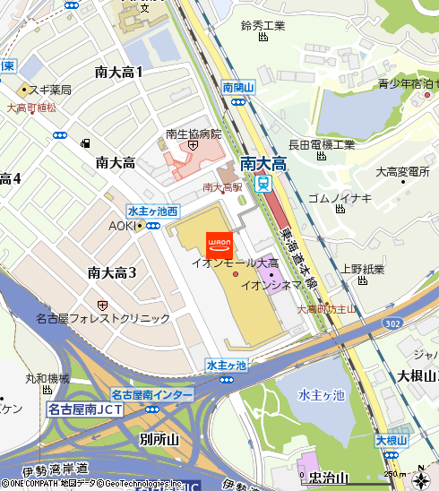 イオン大高店付近の地図